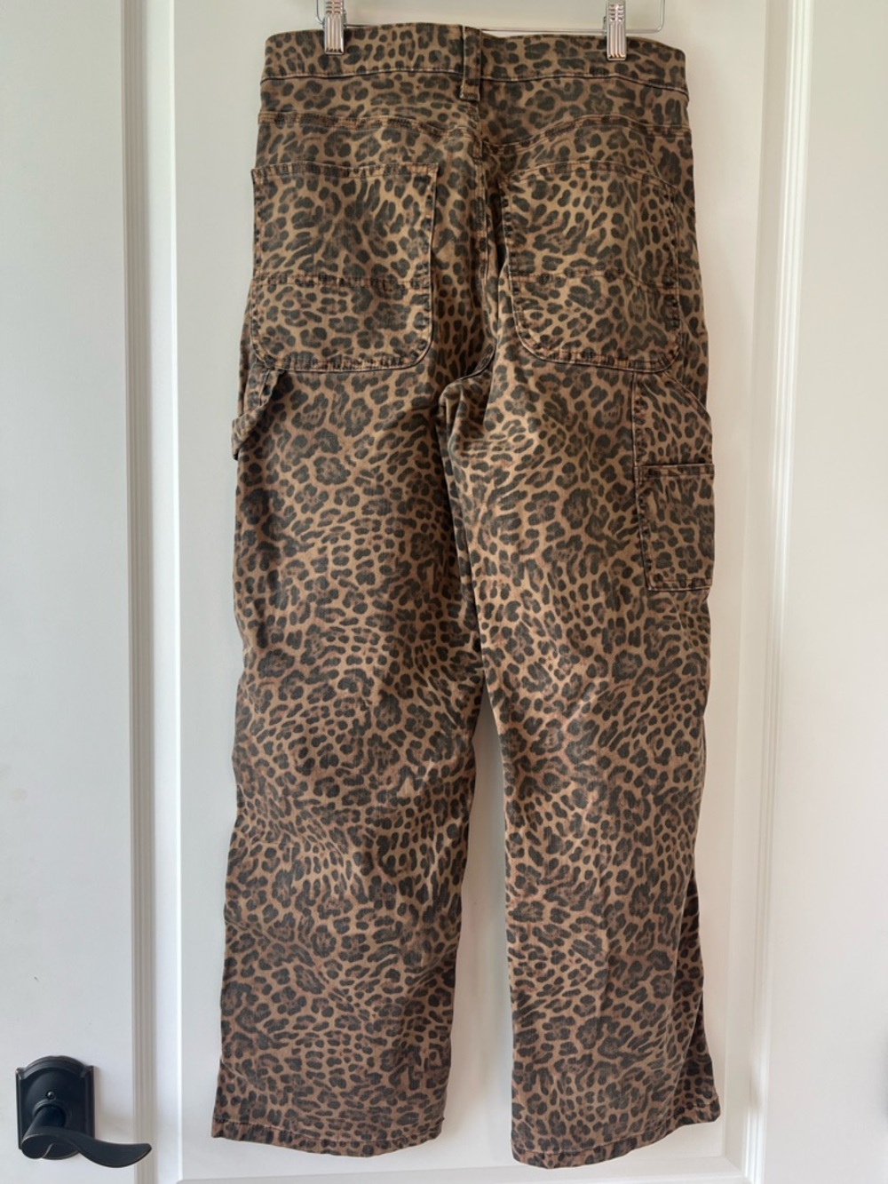 Gap Brown Leopard Print Carpenter Pants Straight Leg Mid Rise Utility Size 4/28 - Picture 2 of 12
